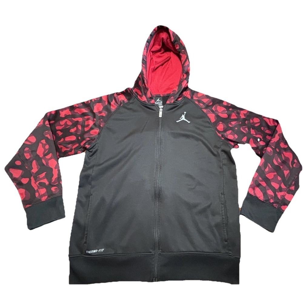 Boys Youth Air Jordan Red Camo Therma Fit Hooded Full Zip Jacket YXL 13/15 Years